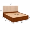 Zyra Solid Wood Queen  Size Upholstered Bed With Box Storage (Provincial Teak Finish, Beige Colour)