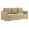 Melano 3 Seater Velvet Pull-Out Sofa Cum Bed in Beige colour