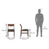 Augusta Solid Wood Dining Chair Set Of 2 In Dark Walnut Finish With Grey Fabric Colour