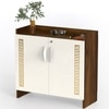 Brooklyn Engineered Wood Shoe Cabinet with Brown Maple & White finish