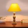 Devansh Yellow Cotton Table Lamp With  Wood Natural Base (10X18 Inches)-31