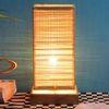 Ulmer Beige Bamboo Shade Table Lamp with Natural Wooden Base