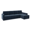 Apollo Sofa (Colour : Sea Port Blue Velvet, Cushion : Hard, Back Type : Regular, Seating Capacity : Right Aligned 3 Seater + Right Aligned Chaise + Ottoman)