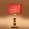 Devansh Maroon Jute Table Lamp With G Wood Natural Base -(7X7X15.5 Inches)-12