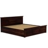 Stainfiled Solid Wood King Size Bed In Hydraulic Storage Bed In Walnut Finish