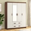 Miller 4 Doors 2 Drawers Wardrobe With Mirror and Lock in Two Tone Finish