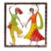Desert Art Metal Handpainted Dandiya Couple Wall Hanging in Yellow Colour