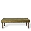 Cairo Solid Wood 2 Seater Bench In Green Sparkle Velvet Fabric