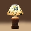 Devansh Conical Multi Cotton Shade Lamp With Wood & Mosaic Glass Base For Decoration/Office/Home/Gifting/Study For Decoration/Office/Home/Gifting/Study -(10X10X14.5) Inches -A