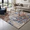 Ivory Blue Brown Abstract Wool Silk Hand Tufted Area Rug for Living Room Bedroom 9x12