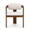 Burbon Solid Wood Upholstered Dining Chair in Teak Finish
