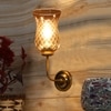 Devansh Metal Electric Wall Light in gold Colour with Lavender Shade Count of 1 Light