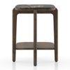 Alba Square Copa Cabana Black Stone and Solid Wood Side Table in Danish Walnut Finish