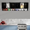 Aluminium Black Profile 6 Tinted Glass Handless Shutter  In Slate Grey Finish