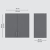 2 Doors Modular Wall Mounted Kitchen Cabinet With Adjustable Shelf In Slate Slate Grey Finish