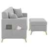 Convil Velvet L Shape 4 Seater  Sofa in Grey Color