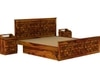 Moglis Solid Wood King  Size Bed With Drawer Storage Bed In Honey Oak Finish