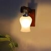 Devansh Solid Wood Electric Wall Light in Brown Colour with White Shade Count of 1 Light