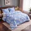 Blue Floral 4 Pcs Comforter Set With Queen Size Bedsheet With 2 Pillow Covers