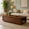 Marlow Sheesham Wood Ribbed Coffee Table in Walnut Finish