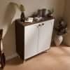 Nextstep Modern Metal Floor Cabinet Walnut