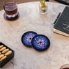 Ireka Home Blue Nebula Acacia Wood Coaster Set – Enamel Design (Set of 4)