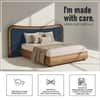 Elowen Softline King Size Bed in velvet With Oak wood Frame & Hydraulic Storage