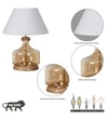 Alexandro Amber Lustere Glass And Wood Table Lamp With White Cotton Shade