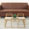 Valentino Clear Glass Bunching Coffee Table In Dark Gold Finish