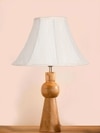 Devansh Off-White Cotton Vintage  Lamp With Wood Base (12X19.25)