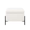 Doe Buck Luxury Boucle Storage Bench in White Colour with Black Metal Legs
