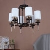 Eliante 6-Light White Chandelier, Mild Steel Frame With Glass Shades, Modern Ceiling Light Fixture