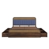 Yashvi Solid Wood King Size Side drawer Storage Bed In Provincial Teak Finish Blue 72x78 inch