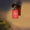 Devansh Solid Wood Electric Wall Light in Brown Colour with Maroon Shade Count of 1 Light