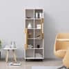 Hexa Engineered Wood Bookshelf Multipurpose Storage Rack in Frosty White and Giant Wood Colour