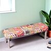 Asteria Solid Wood 2 Seater Bench In Multi Colour Israel Print Kantha Fabric