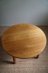 Brutalist Round Sofa Table in Oak by Henning Kjærnulf, Denmark, 1960s