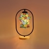 Devansh Multicolor Glass Wooden & Iron  Table Lamp -17 Inch Height  -Af