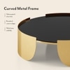 Belle Round Black Mirror And Metal Coffee Table In Gold Finish