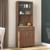 Hubert 4 Door Tall Display Cabinet in Classic Walnut Finish
