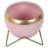 Apple Shape Metal Planter Set Of 2 In Pink And Gold Colour