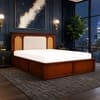 Virasat Solid Wood Comfort Queen Bed Hydraulic Storage Provincial Teak Finish Mattress 60 x 78 Inch