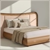 Elowen Softline King Size Bed in velvet With Oak wood Frame & Hydraulic Storage