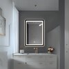 Modern Rectangular LED Mirror Black Stainless Steel Frame with Shelving
