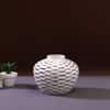 White Corrugated Pear shaped Ceramic Vase