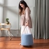 Hoist Collection Light Blue Pouf With Faux Leather Strap Set Of 2
