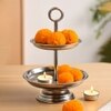 Metalsmith Two Tier Serveware Stand with Ring Handle Silver Finish