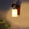 Devansh Solid Wood Electric Wall Light in Brown Colour with off-white Shade Count of 1 Light