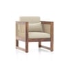 Korai Plus Single seater sofa -Finish -Teak,Fabric - Macadamia Brown Hopsack weave