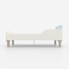 Minimalist Kids Toddler Bed in White and Light Blue Stripes